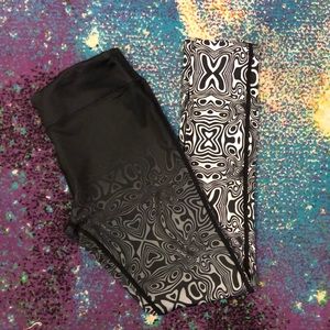 BLACK AND WHITE PSYCHEDELIC OMBRÉ PRINT YOGA PANTS SIZE SMALL NEW